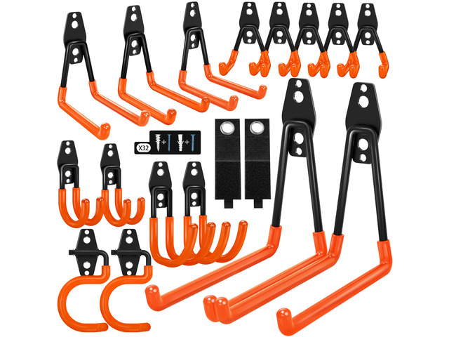 18 Pack Garage Hooks Heavy Duty - Anti-Slip Coating Garage Storage Hooks for Hanging BikeLadderGarden ToolsHose