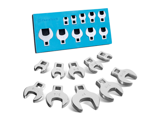 10-Piece 3/8' Drive Crowfoot Wrench Set, SAE, 3/8'-1' Open End Wrench Set, for Brake & Fuel Line Fittings in Tight Space, CR-V Steel, with EVA Foam...
