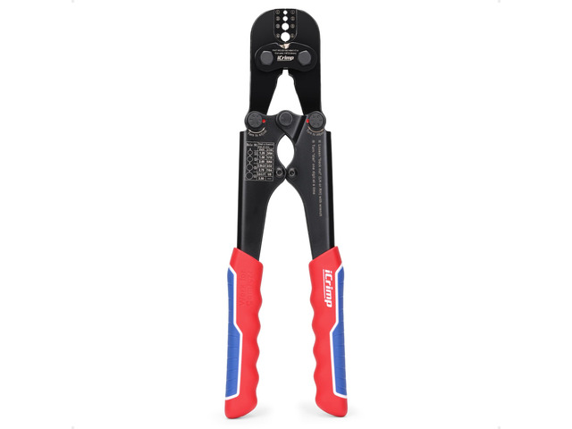 iCrimp IWS-1608MC Wire Rope Crimper with Built-In Cutter, 3/64'to 1/8' High carbon steel swaging tool for aluminum oval, double-barrel & annealed...