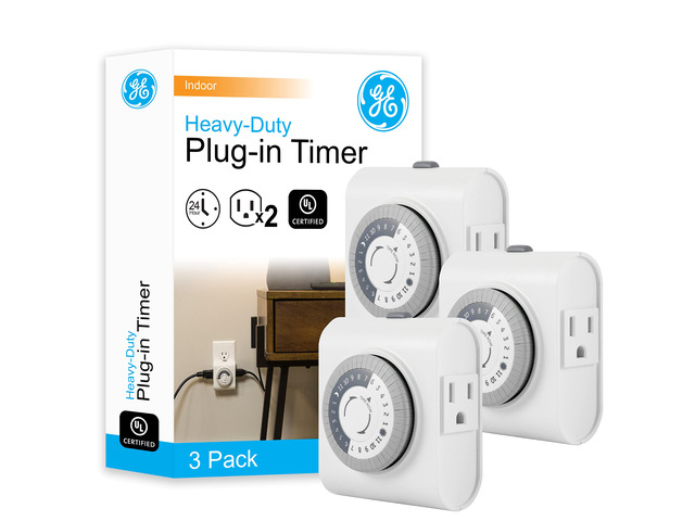 24Hour Mechanical Outlet Timer Switch, Dual Grounded Plugin Control for Indoor Lighting, Lamps, Christmas Trees, Fans and Small Appliances (3...