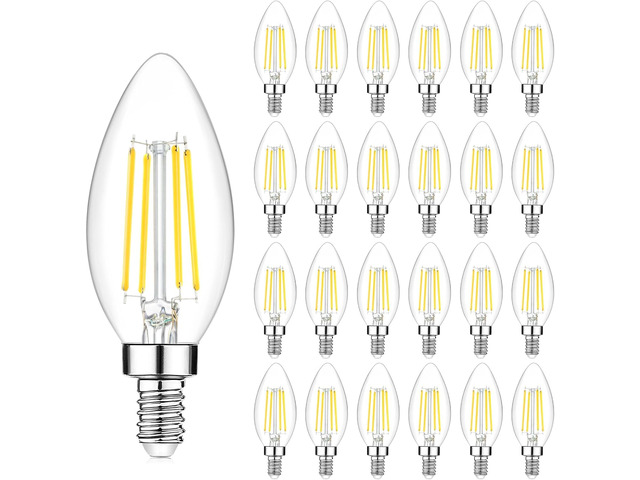 24-Pack Dimmable E12 LED Candelabra Bulbs 40Watt Equivalent, 5000K Daylight White, 450Lumens, 4W B11 Vintage Chandelier Light Bulbs, LED Filament...
