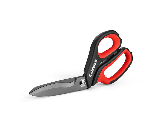 10-Inch Heavy Duty Scissors, Multipurpose Shop Scissors Curved Titanium Blades and Serrated Edge for Easy Cutting of Aluminum Sheets, Pruning, Rope...