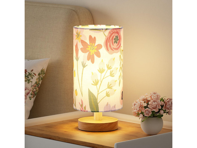 Small Table Lamps (Floral White Shade, 9' Inline Control) 3000K LED Blub Included 680 Lumens Easy Assembly Minimalist Design E26 for Kitchen for...