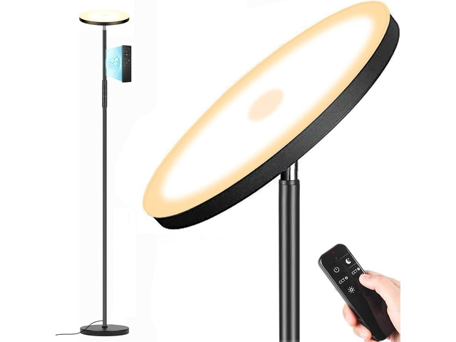 Upgraded Torchiere Floor Lamp,36W 3600LM Super Bright LED Floor Lamp for Living Room Bedroom Office, Dimmable Modern Standing Tall Lamp with Remote...