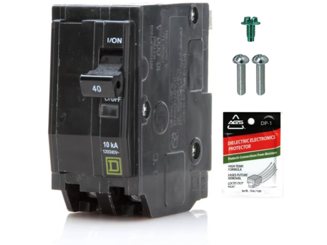 Genuine Square D QO240 40 Amp Double Pole Circuit Breaker Kit UL Listed, Plug-On Replacement for QO Load Center Panel Box, 40A, 120/240V, 10kAIC,...