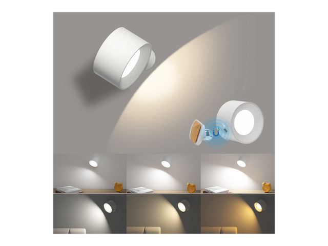 LED Reading Light, Rechargeable Battery Operated Wall Sconce with 360-Degree Rotation Magnetic Mounting, Dimmable 3 Color Temps Touch Control...