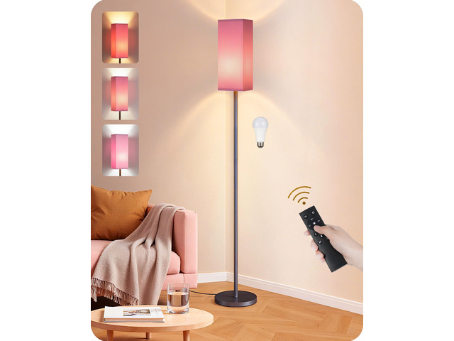 64.2 Dimmable Floor Lamp for Living Room with Remote and Foot Switch, Corner Floor Lamp for Bedroom, Includes 10W A19 Bulb, Modern Standing Tall...
