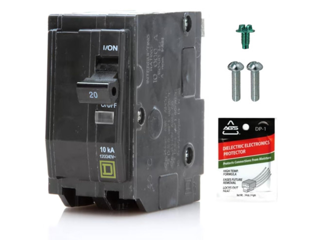 Genuine Square D QO220 20 Amp Double Pole Circuit Breaker Kit UL Listed, Plug-On Replacement for QO Load Center Panel Box, 20A, 120/240V, 10kAIC,...