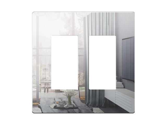 Double Decorator Wall Plate, Impact Resistant, Mirror Glass Silver Reflective, Plexiglass, Screwless, Mid-Size, Tough And Heat Resistant, Easy...