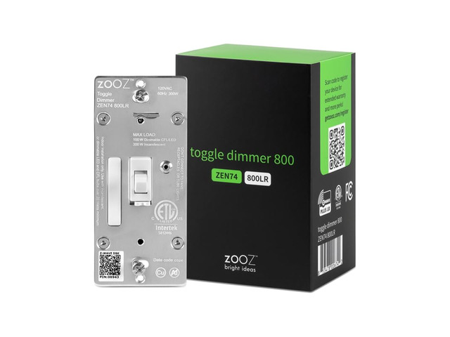 800 Series Z-Wave Long Range Toggle Dimmer ZEN74, White Direct 3-Way (No Add-On Switch Needed) Z-Wave Hub Required