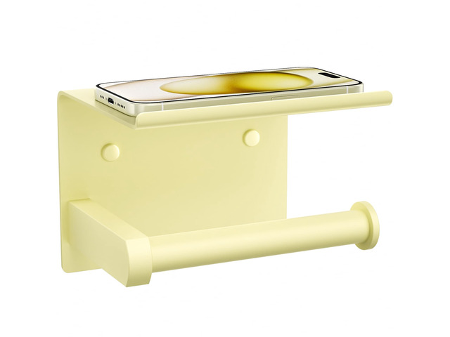 Toilet Paper Holder with Shelf Wall Mounted Toilet Paper Roll Dispenser Heavy Duty Stainless Steel Sunlight Yellow