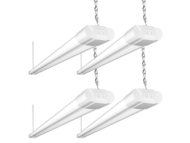 4Pack 4FT LED Shop Light, 65000K, 40W=250W, Linkable for Garage 4400LM, 48Inch Integrated Utility Fixture, Surface + Hanging Mount, Super Bright...