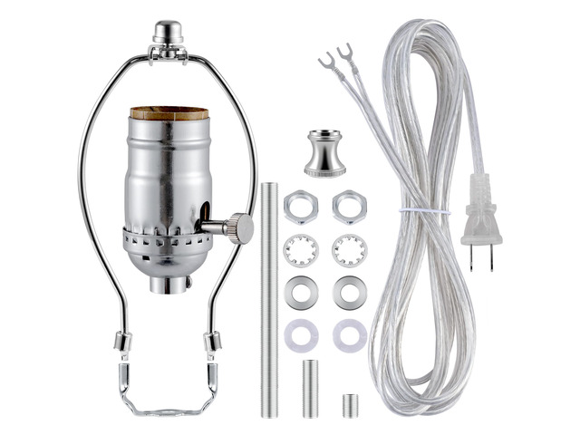 Lamp Making Kit,Make a Lamp or Repair Kit,3-Way Lamp Socket with Matching Cord Lamp Harp Set,Lamp Wiring Kit for Table Floor Lamp,Essential...