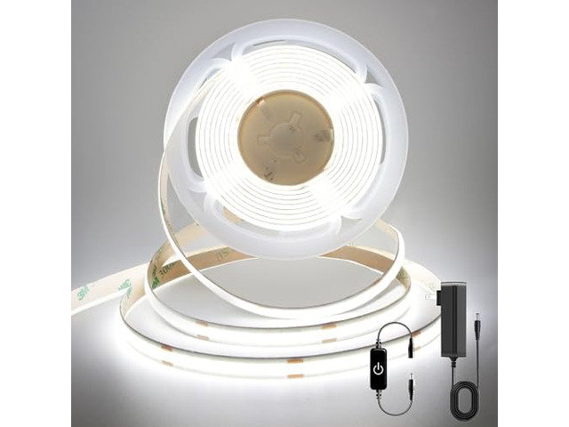 COB LED Strip,LED Strip Lights 3M/9.84ft,Touch Dimmable LED Strips,CRI90+,6000K Cool White cob led,1600LEDs,24V LED Tape Lights,Indoor for Bedroom,...