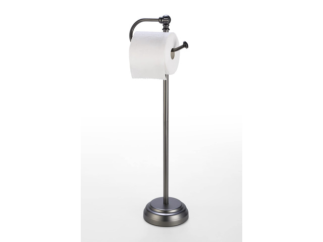 Classic Bathroom Free Standing Toilet Tissue Paper Roll Holder Stand (Black Nickel)