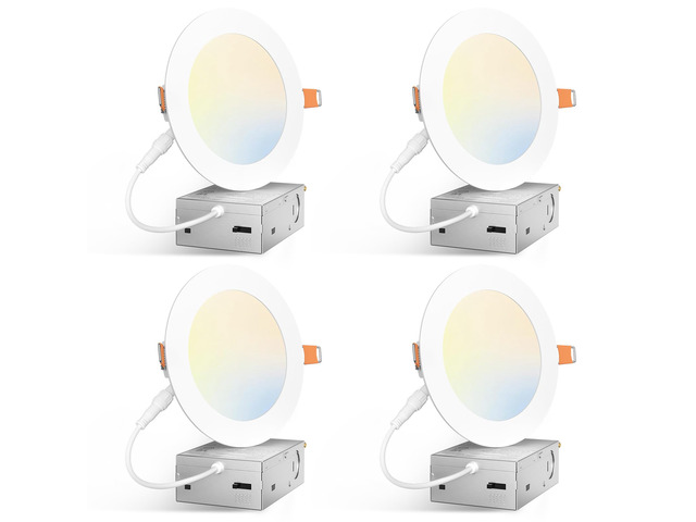 4 Pack 5 Inch 5CCT Ultra-Thin LED Canless Recessed Ceiling Light 2700K/3000K/3500K/4000K/5000K Selectable, 11W=75W, 900LM High Brightness, Dimmable...