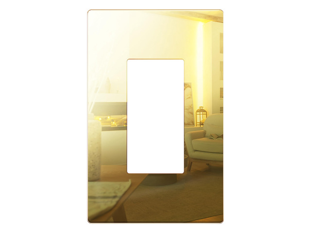 Decorator Wall Plate, Plexiglass, Mid-Size 1-Gang, Mirror Glass Gold Screwless Light Switch/Outlet Cover, Impact Resistant, Reflective, Tough And...
