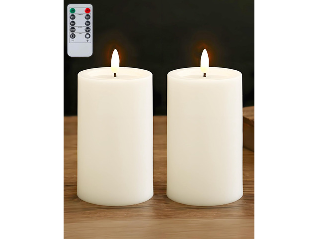 3'x4' Outdoor Waterproof Flameless Candles with Remote Timers Battery 2 Pack White Battery Operated Candles, LED Candles, Electric Fake Candles for...