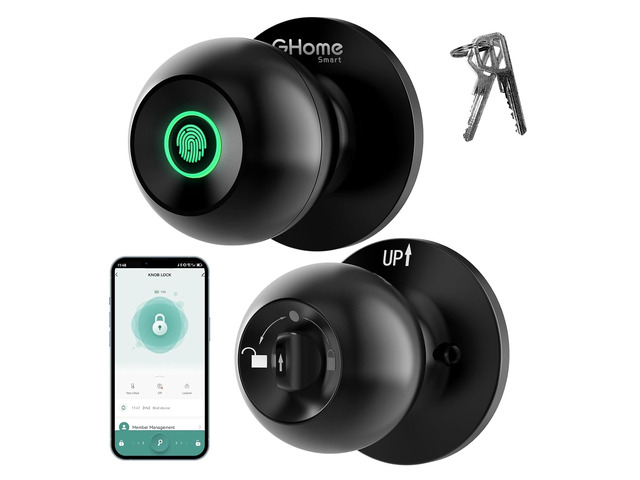 Fingerprint Door Lock, 3 in 1 Smart Fingerprint Door Knob with App Control & Key, Auto Lock, Biometric Thumbprint Door Locks for Bedroom, Garage,...