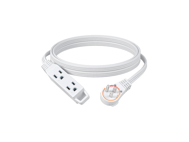 10FT Flat Plug Extension Cord, 360° Rotating Plug, 16/3 3 Prong, Ultra Thin, 13A/125V/1625W, Grounded Flat Power Cable for Indoor Narrow Space,...