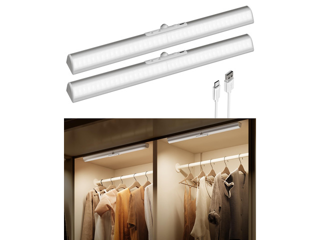 17-Inch Closet Lights, Motion Sensor Lights Indoor Rotatable Sensor, 3600mAh Rechargeable Battery, Wireless, 180 Lumens, No-Glare, 3 Color Temps,...