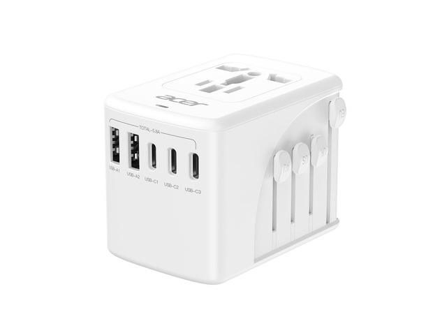 Universal Travel Plug Adapter - International Power Adapter with 5 USB Ports (3 USB C) 5.8A, Worldwide Outlet Charger for USA to European UK France...