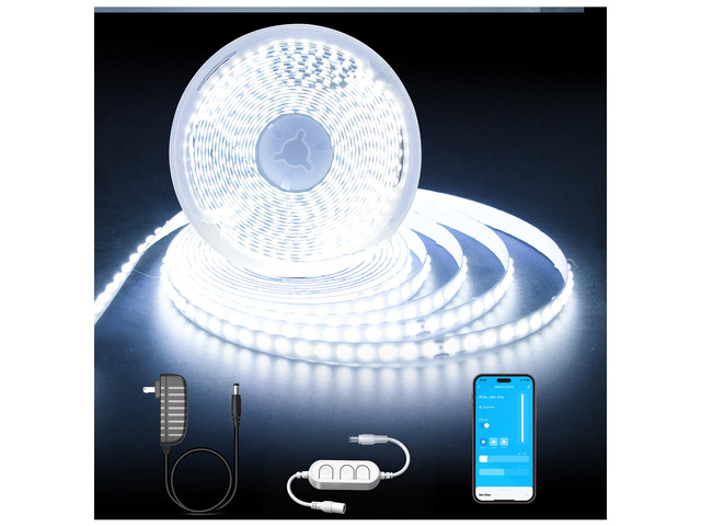 16.4FT Dimmable COB led Strip Light, High Brightness led Lights, 6500K Bright Daylight White, 24V, 140 LEDs, Flexible LED Tape Light Suitable for...