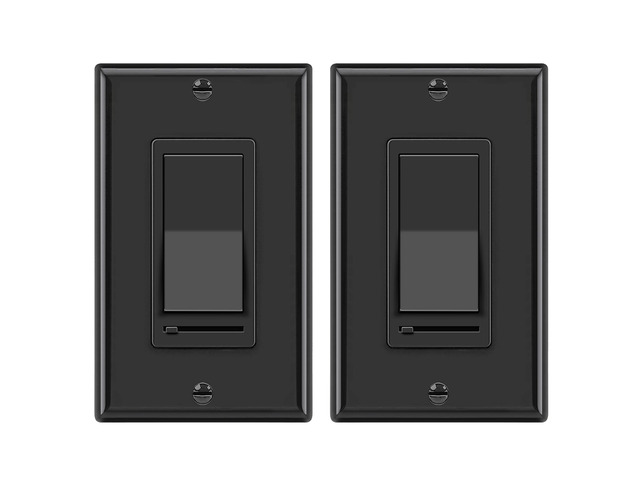 2PK Dimmer Light Switch, Single Pole or 3-Way, Wallplate Included UL Listed, LED Slide Dimmer Switch, Compatible with Dimmable LED, Incandescent,...