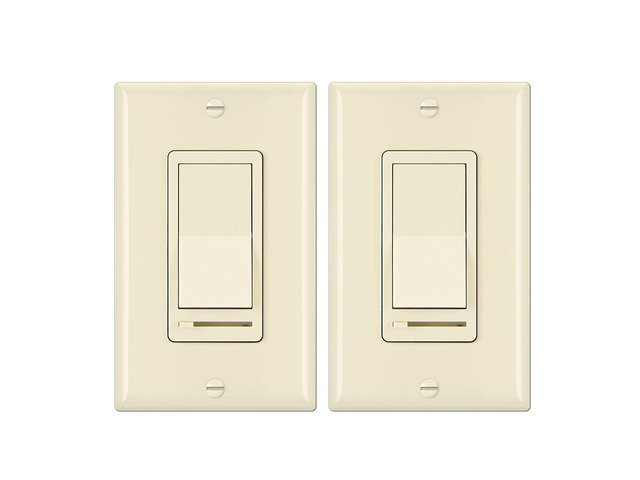 2 Pack Almond Dimmer Light Switch, Single Pole or 3-Way, UL Listed Compatible with Dimmable LED, CFL, Incandescent and Halogen Bulb, 120VAC,...