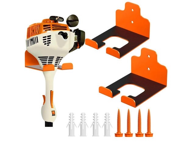 Garage Organizer Trimmer Rack,Garden Power Tool Hanger,2Pack,Orange Weedeater Rack, Heavy Duty Weed Whackers Holder Wall Mounted for Grass Trimmer,...