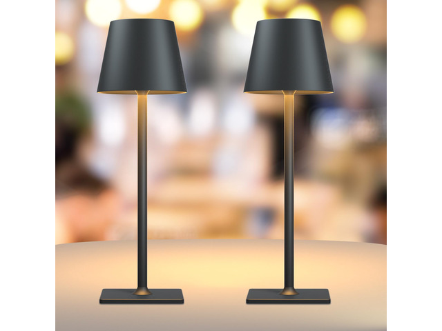 Black Cordless Table Lamps, 6000mAh Rechargeable Battery, 2 Pack Portable table lights set of 2 wireless battery operated lamps for indoor tables,...