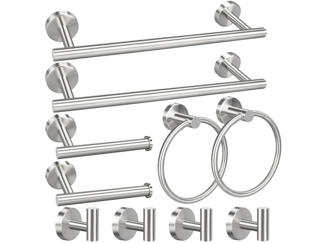 10pcs Bathroom Hardware Set, Brushed Nickel Bathroom Hardware Set, Including 16' Hand Towel Bars, Toilet Paper Holders, Towel Rings, Robe Towel Hooks