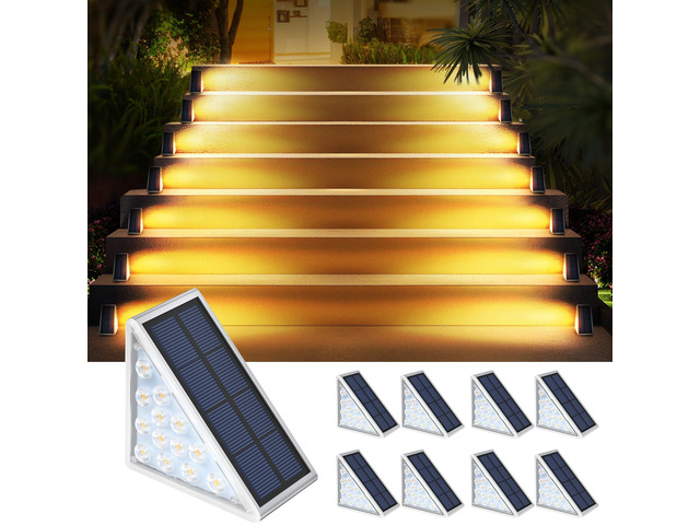 8PK Solar Step Lights, Outdoor Decor Stair Lights Deck Light Waterproof IP67 Solar Lights for Deck, Yard, Patio, Garden, Walkways, Front Door,...