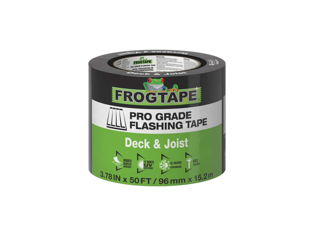 Pro Grade Deck and Joist Flashing Tape - 4 Inch Width (3.78 in. x 50 ft) - All Weather & UV Resistant Linerless Tape for Decking, Wood, Beams with...