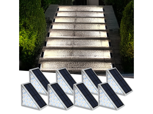 LED Solar Step Lights Waterproof Outdoor Stair Lights, Solar Deck Lights Outdoor Decor IP67 Solar Lights for Yard, Patio, Garden, Walkways, Front...