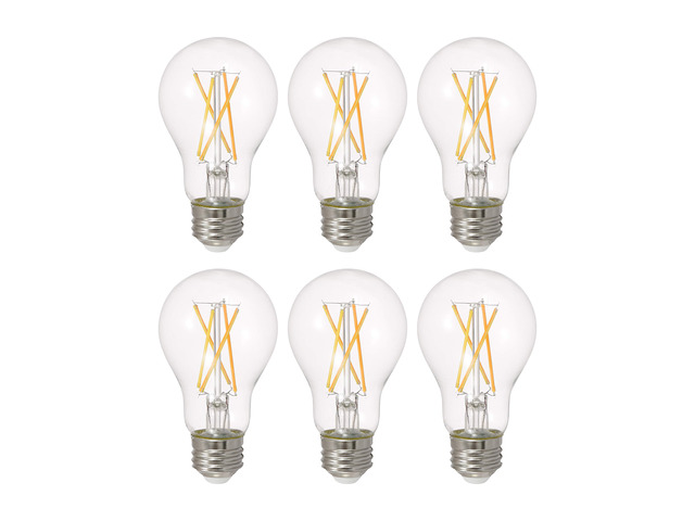 Sylvania LED TruWave Natural Series A19 Light Bulb, 75W Equivalent, Efficient 11W, 1100 Lumens, Dimmable, Clear, 2700K, Soft White - 6 Pack (40807)