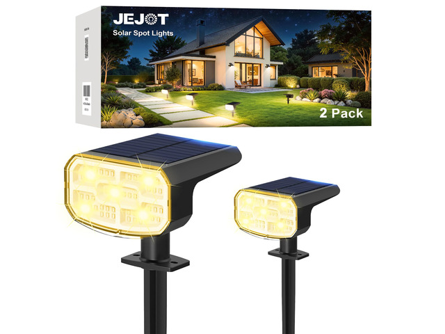Solar Spot Lights Outdoor Waterproof, Solar Spotlights, 2 Pack 2 Lighting Modes, 120° Adjustable Solar Lights for Yard Garden Lawn Landscape...