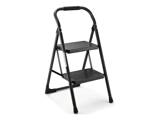 Step Stool for Adults,2 Step Ladder Folding 330lbs Anti Slip Step Stool,Foldable Ergonomic 2 Steel Stool with Wide Pedal for Home, Kitchen, Office...