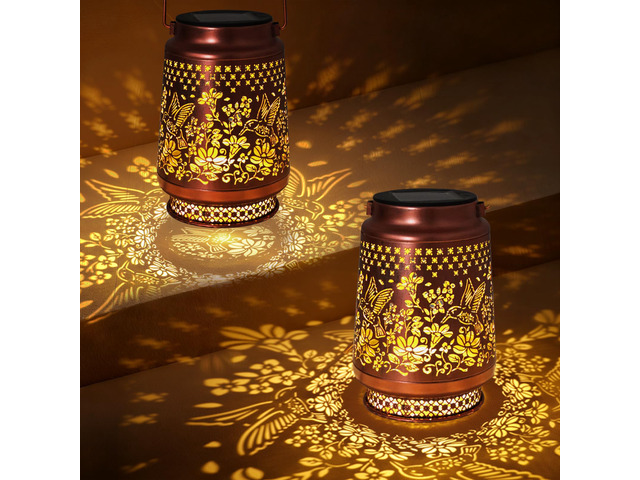 2 Pack Hummingbird Solar Lanterns Outdoor Waterproof, Garden Decor Birthday Gifts for Women Mom Grandma Sister, Metal Hanging Solar Lights Outside...