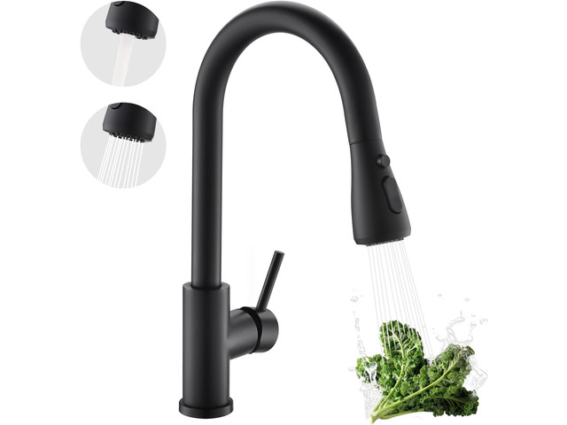 Kitchen Faucet with Pull Down sparyer,Leak Proof, Matte Black 304 Stainless Steel,10-Min DIY Install,23-Inch Pull-Down Hose,2-Function Spray,360°...