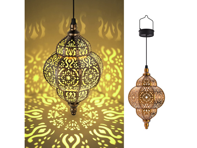 Hanging Solar Lights Outdoor Garden Decor Solar Lantern Waterproof Plastic Moroccan Outdoor Decorations for Patio Pathway Yard Backyard Garden...