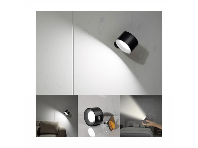 LED Reading Lights, Wall Mounted Sconces with 3 Color Temperatures & 3 Brightness Levels Rechargeable Battery Magnetic Ball 360°Rotation Touch...