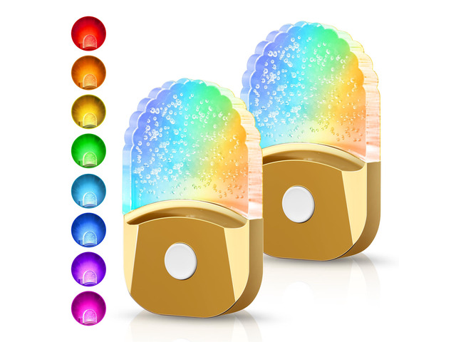 8-Color RGB Night Lights Plug Into Wall,2 Pack,Kids Night Light Color Changing Night Light,LED Night Light with Dusk to Dawn Sensor,for Bathroom...