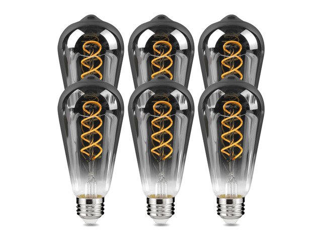 E26 ST64 Vintage Edison Light Bulbs, Smoky Grey Coated Glass, Dimmable, 4W(20W Equivalent) 150 Lumens, 2700K Soft White, Spiral Filaments Design,...