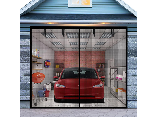 Garage Door Screen for 1 Car Garage 12x7FT, Magnetic Screen Garage with Retractable Fiberglass Mesh and Heavy Duty Weighted Bottom, Easy Assembly &...