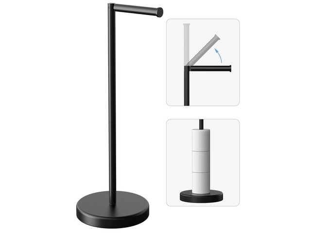Matte Black Toilet Paper Holder Stand Free Standing Tissue Roll Holder Freestanding Toilet Paper Stand Storage for Bathroom 304 Stainless Steel...