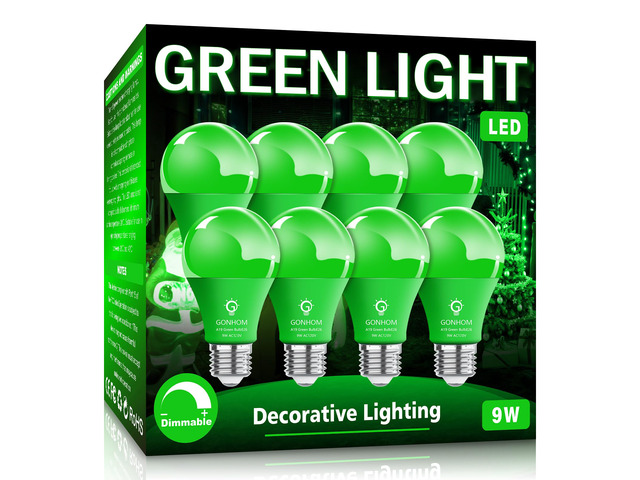 8 Pack A19 LED Green Light Bulbs,Christmas Colored Light Bulbs 9W Equivalent 100W,E26 Base Green LED Lights for St. Patrick's Day,Thanksgiving...