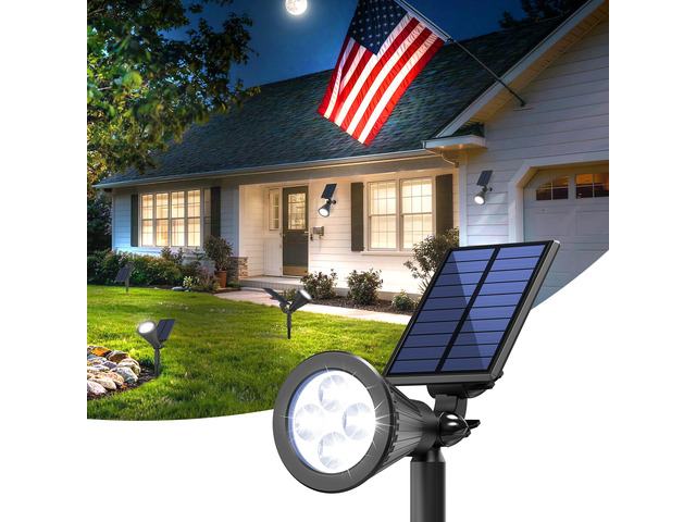 1 Pack Solar Spot Lights Outdoor Waterproof with Focus Beam Solar SpotLights for Flag Tree, 2 Lighting Modes, Solar Landscape Lights for Yard...