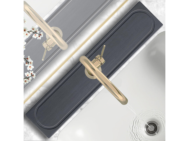 Faucet Mat for Kitchen Sink with Raised Feet, Fast Drying Diatomite Stone Sink Tray, Water Absorbent Faucet & Sink Splash Guard, Prevents Moisture...