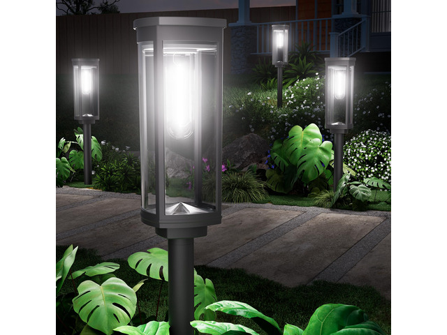 Solar Garden Lights, 4 Pack, Cool White, IP65 For pathways and gardens, Solar Powered Pathway Lights Waterproof pair auto on/off with 1124 h...
